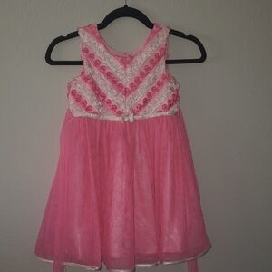 Jona Michelle Pink and White Lace Dress
